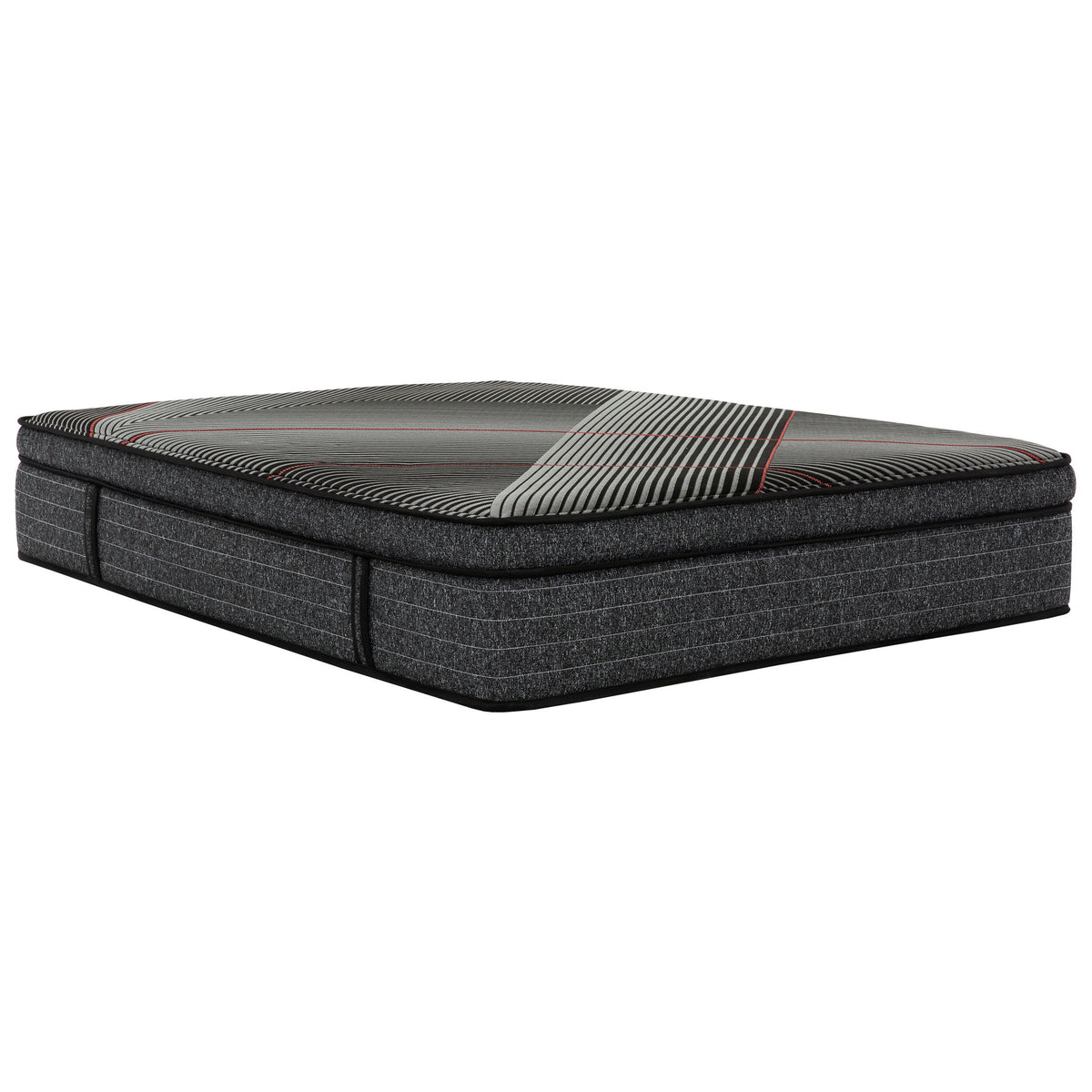 Colchón híbrido de espuma viscoelástica con gel y Euro Top de 15", con resortes ensacados, tecnología de enfriamiento y soporte perimetral - Negro - Queen