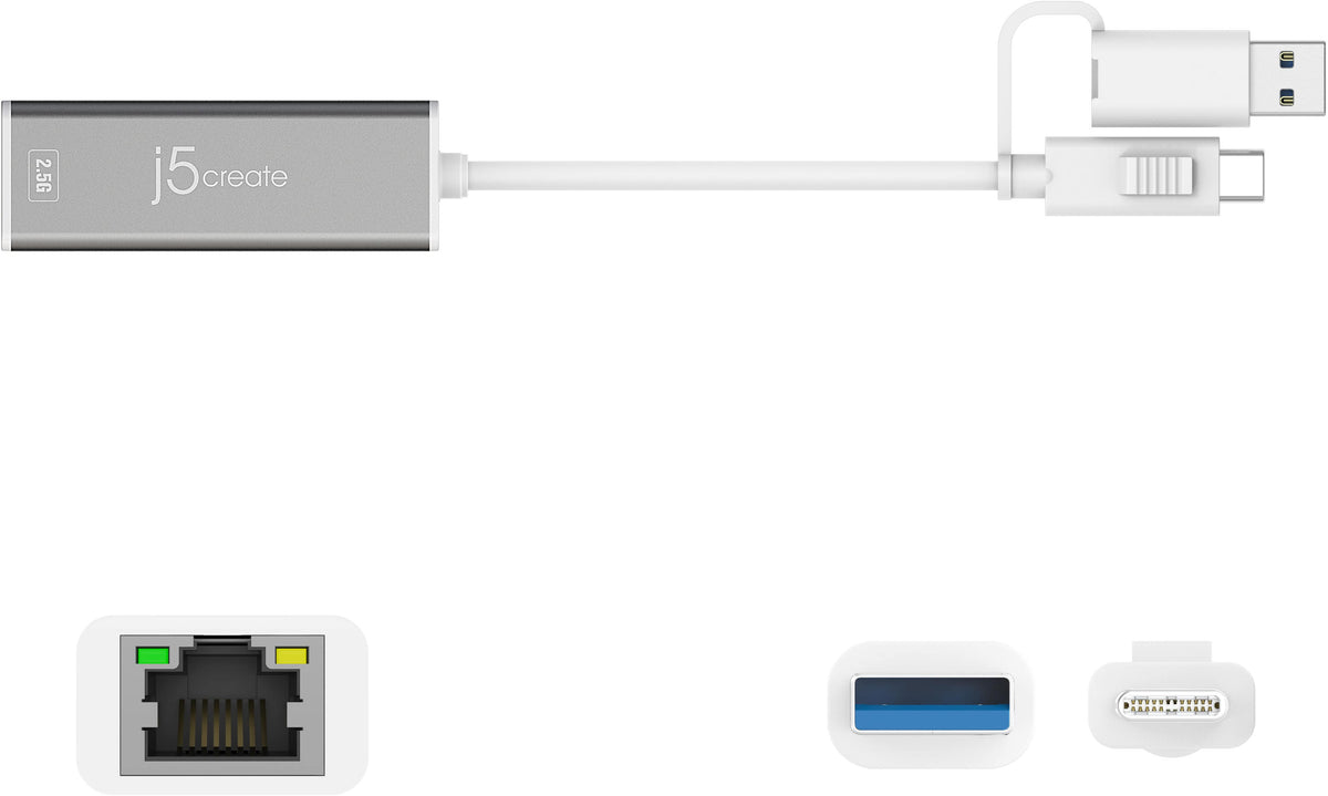 j5create - USB-C® to 2.5 Gigabit Ethernet Adapter, with 3.93" cable - Space Gray