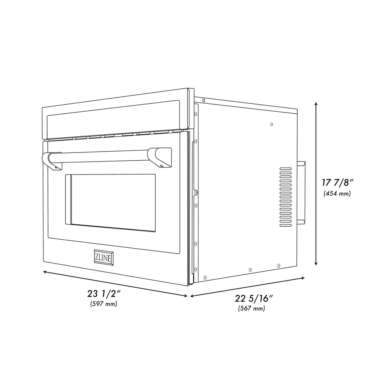 ZLINE - Autograph 24 in. 1.6 cu ft. Built-in Convection Microwave Oven and Polished Gold Helix Handle - Stainless Steel