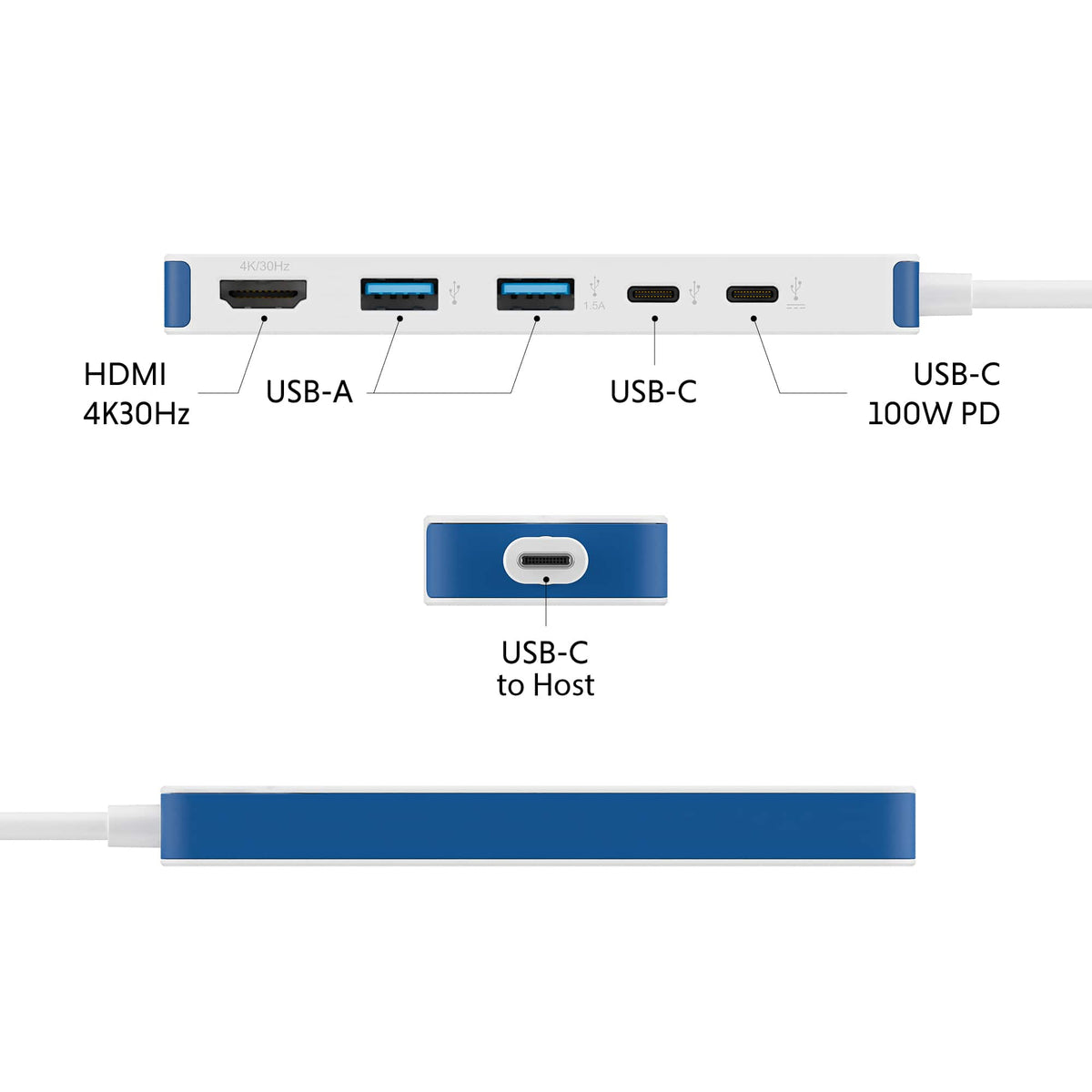 Hyper - HyperDrive Flex 5 Port USB-C Hub - Blue