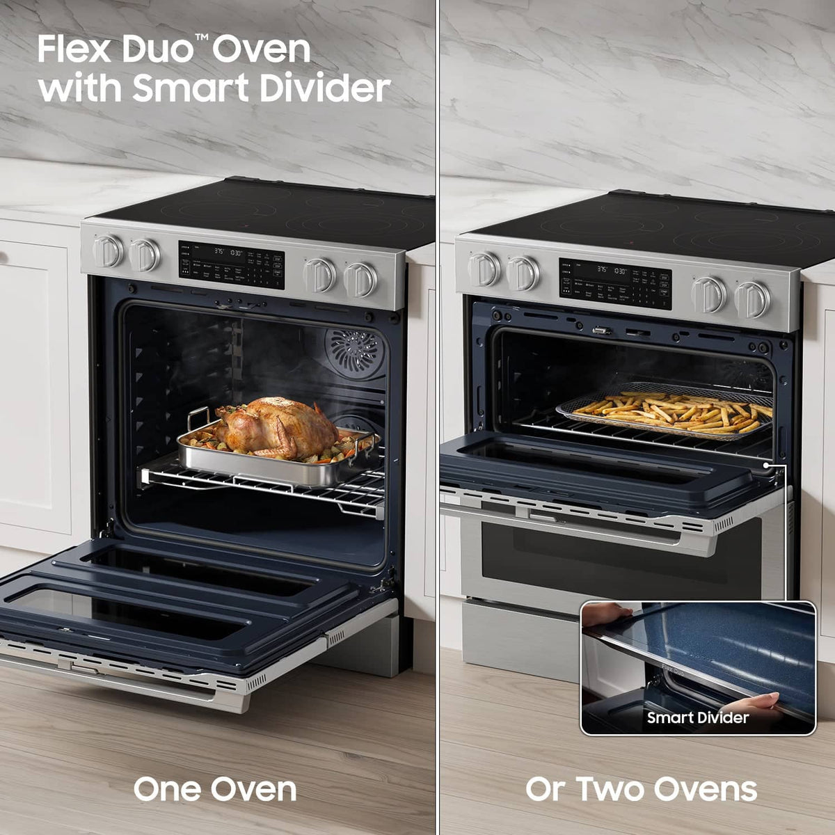 Samsung - Bespoke Smart Slide-In Electric Range with Flex Duo Oven and Dual True Convection - Stainless Steel