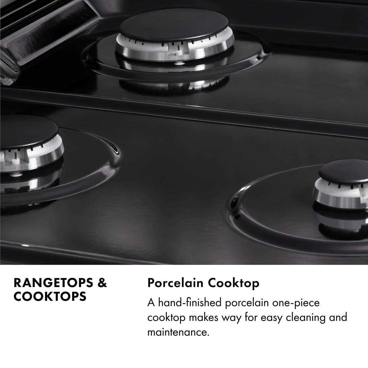 ZLINE - 36 in. Classic Gas Rangetop with 6 Burners and Porcelain Cooktop in Black Stainless Steel (RTB2-36) - Black Stainless Steel