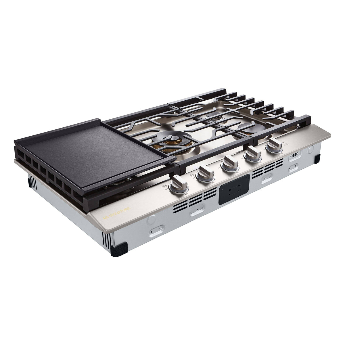 LG - SIGNATURE 36-in Wide Built-In Smart Gas Cooktop with 5 Burners, 24K BTU UltraHeat Dual Burner and LED Illuminated Knobs - Stainless Steel