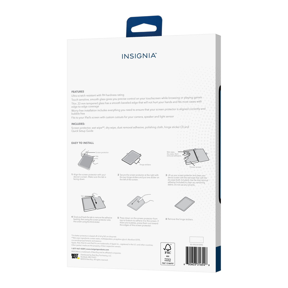 Insignia™ - Glass Screen Protector for iPad 10.9" (2022), iPad Air 11" (M2), iPad Pro 11" (M4), iPad 11 (A16), iPad Pro 11" (M5) - Clear