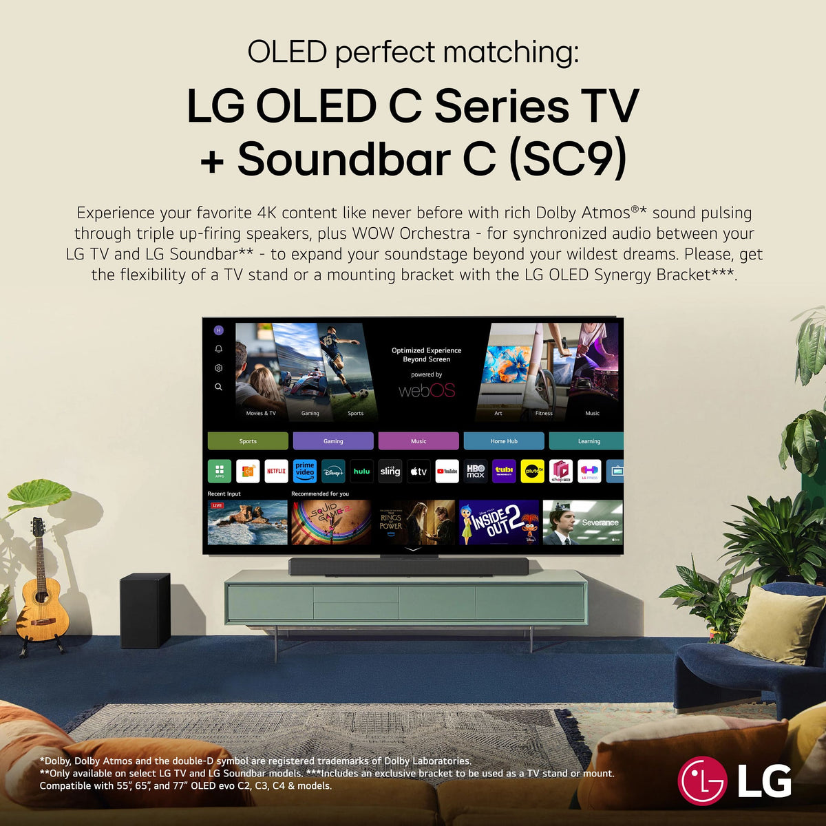 LG - 3.1.3 Channel SC9S Soundbar with Wireless Subwoofer, Dolby Atmos, WOW Orchestra - Black