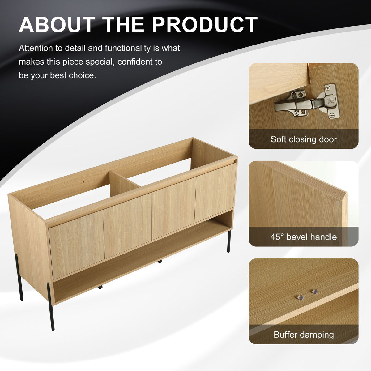 Mueble de baño independiente y puertas de gabinete de cierre suave