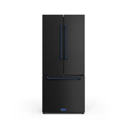 30 in. Wide Gordon Ramsay Series by Thor Kitchen 17.5 Cu. Ft. Counter Depth Refrigerator with Navy Blue Hardware - Black