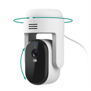 Arlo - Essential Pan Tilt Outdoor Security Camera 2K (2025 Release) - Wired Plug-In Powered, 1-Cam - White