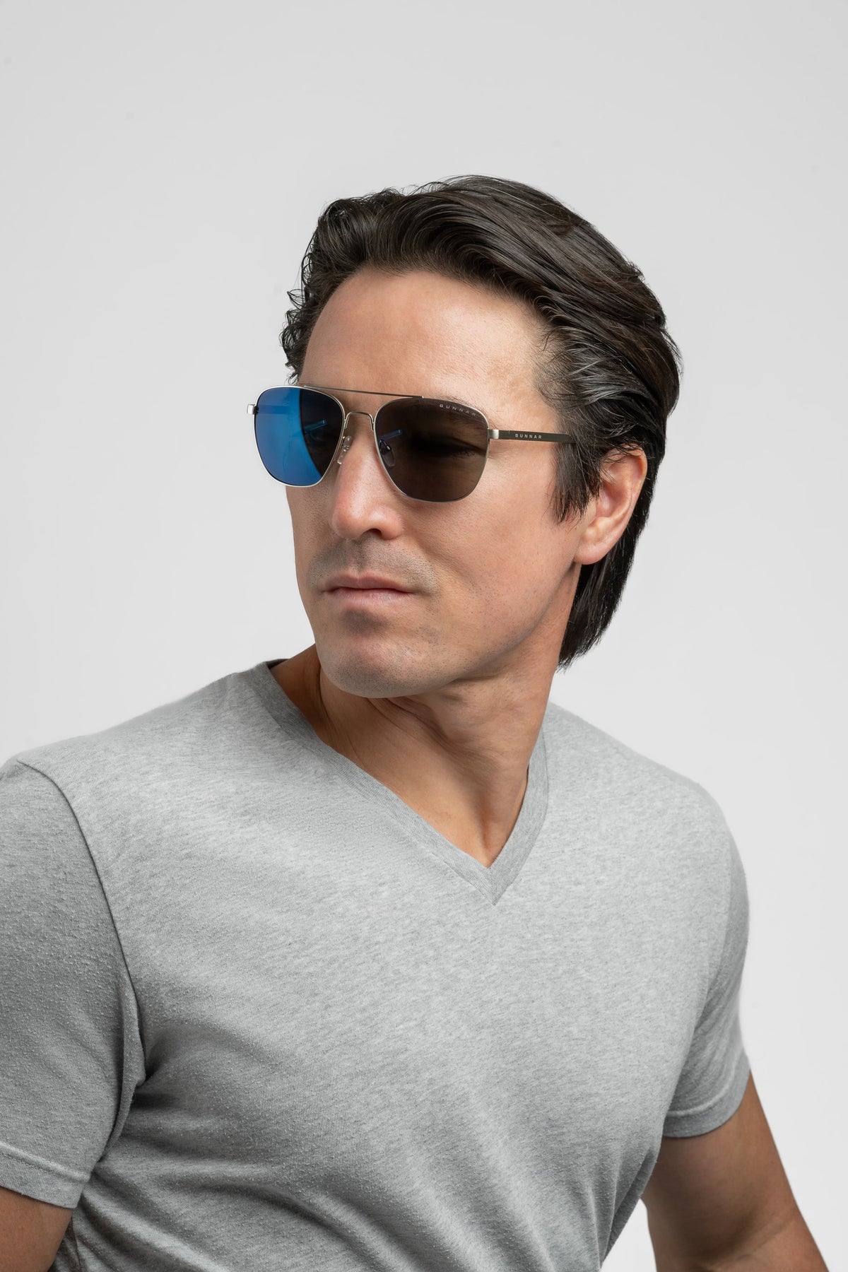 GUNNAR - Mustang Computer Glasses with Blue Light Reduction, Sun Lenses - Chrome
