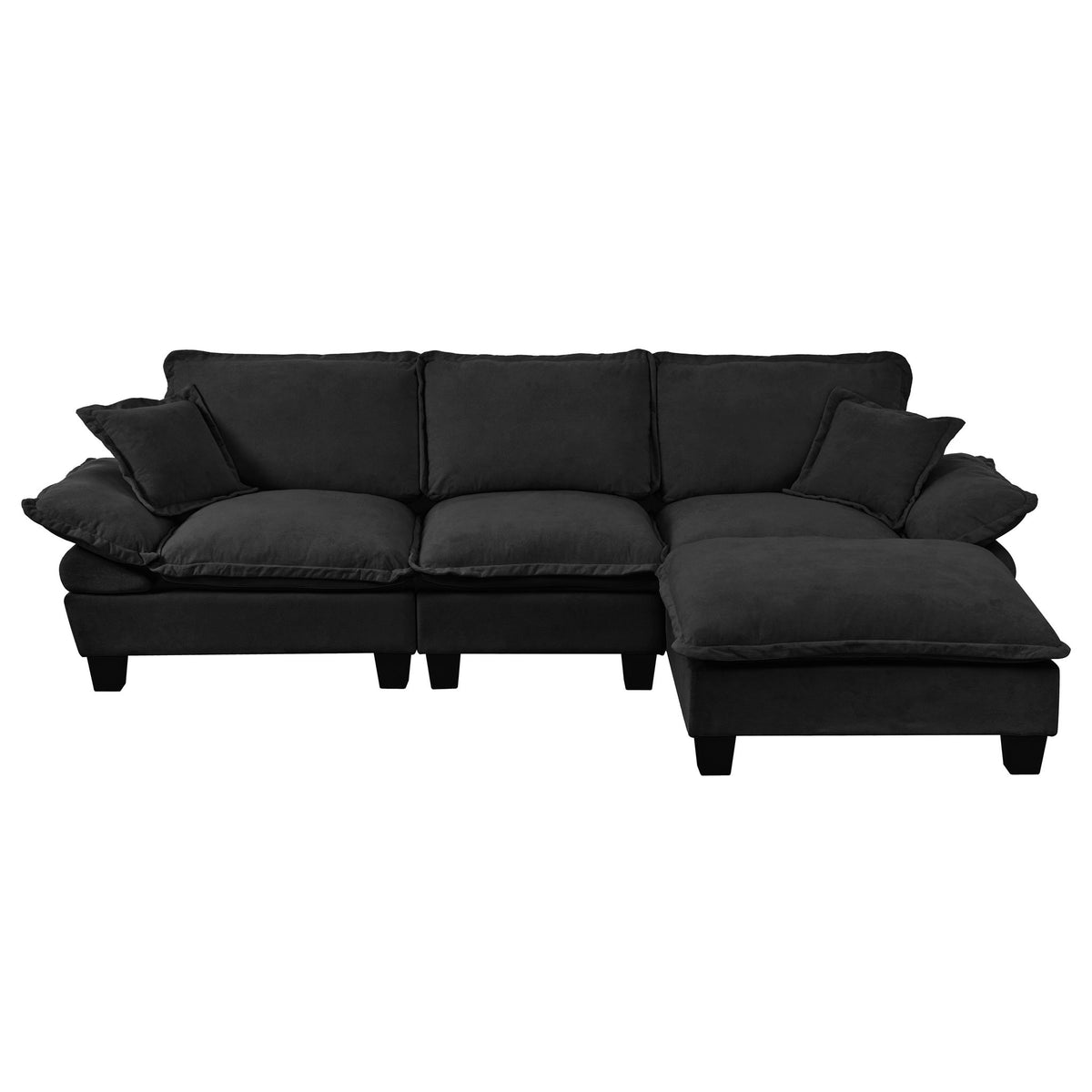 Sofá seccional modular con otomana y cojines móviles