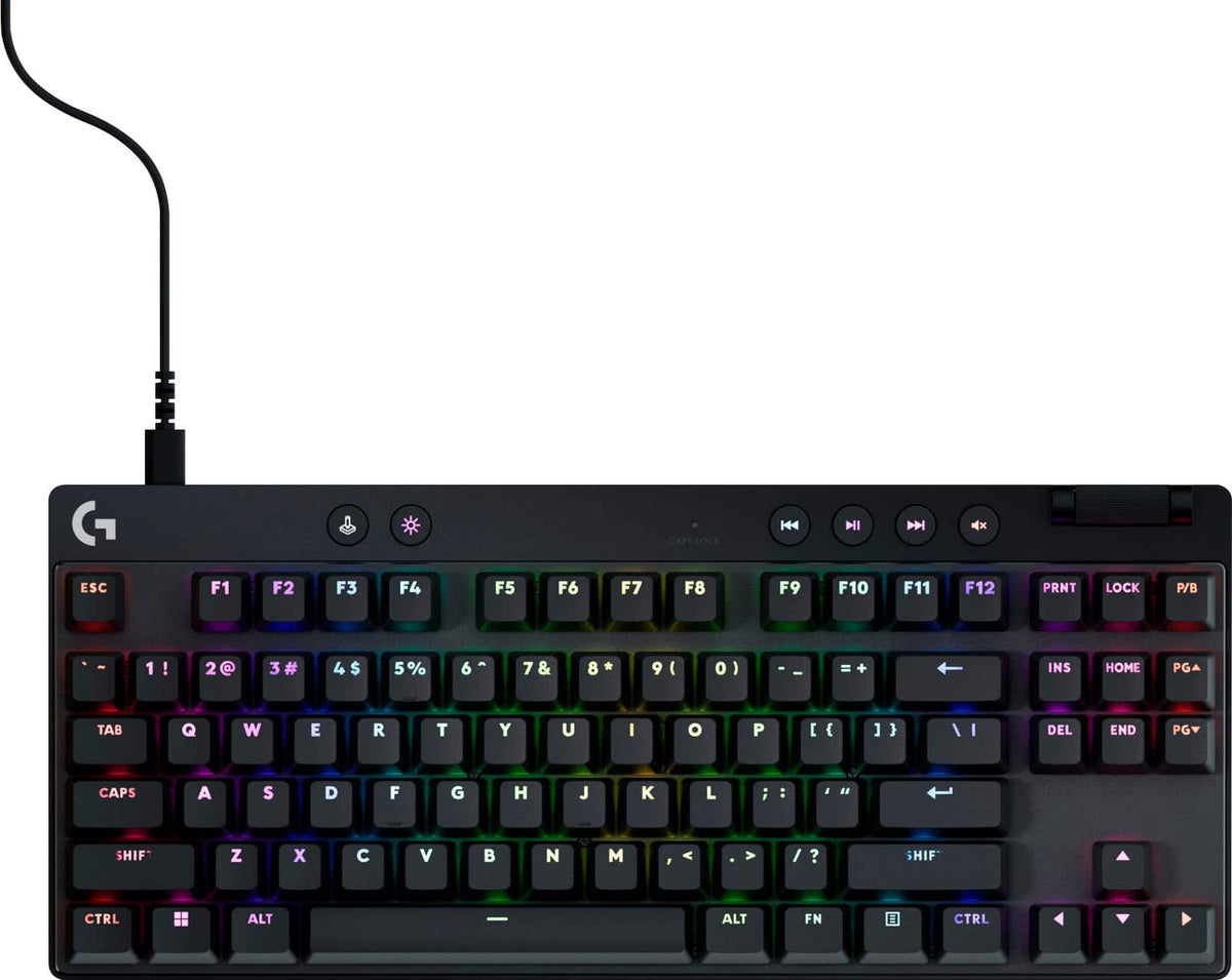 Logitech - PRO X TKL RAPID Wired Hall-Effect Gaming Keyboard with Magnetic Analog Switch and Customizable RGB Lighting for PC - Black