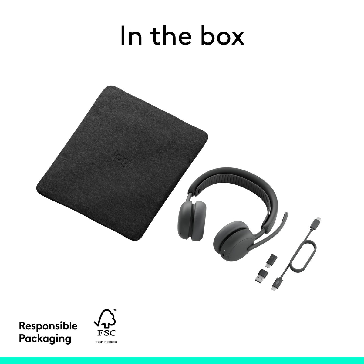 Logitech - Zone Wireless 2 ES Noise Cancelling Headset for Business Teams Version with Receiver - Graphite