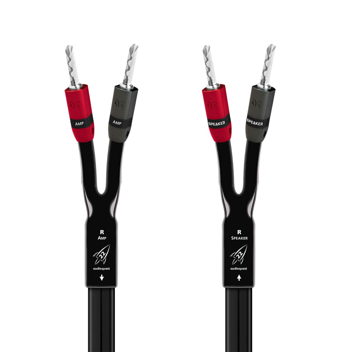 AudioQuest - Rocket 22 15' Speaker Cable with Banana > Banana SureGrip 300 Connectors - Black with Blue Stripes