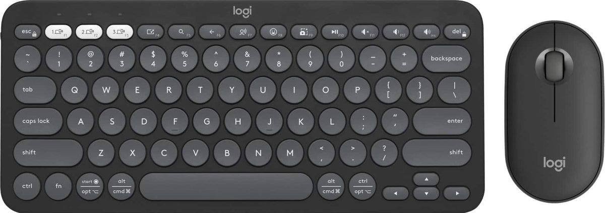 Logitech - Pebble 2 Combo Compact Wireless Scissor Keyboard and Mouse Bundle for Windows, macOS, iPadOS, Chrome - Graphite