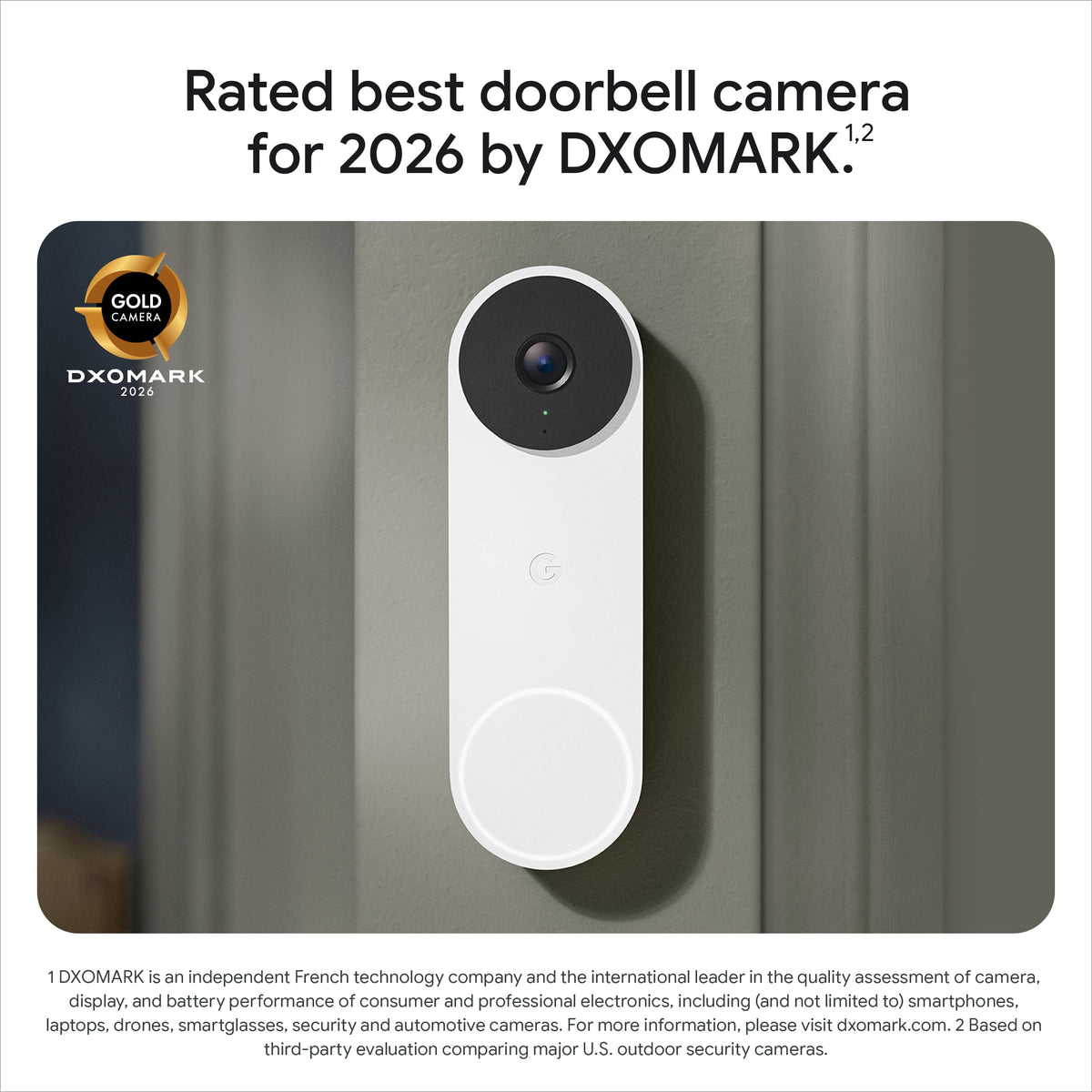 Google - Nest Doorbell (wired, 3rd gen) - Latest Model - 2K Video and Gemini - Snow