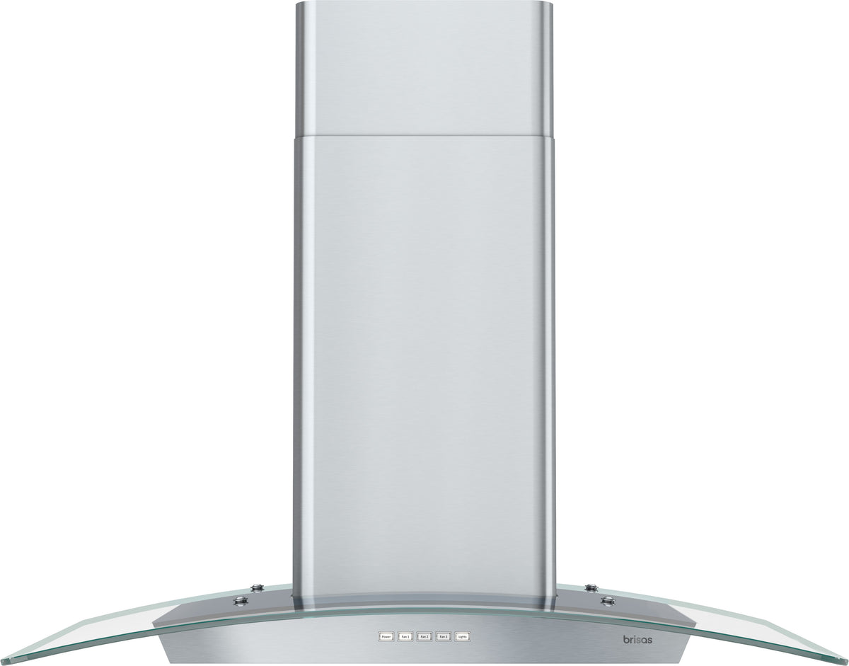 Zephyr Brisas - 30 inches - Convertible - Wall Range Hood - Stainless Steel/Glass