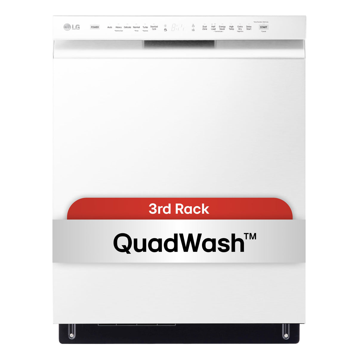 LG - 24-in Front Control Built-In Stainless Steel Tub Dishwasher with 3rd Rack, QuadWash, and 48dBA - White