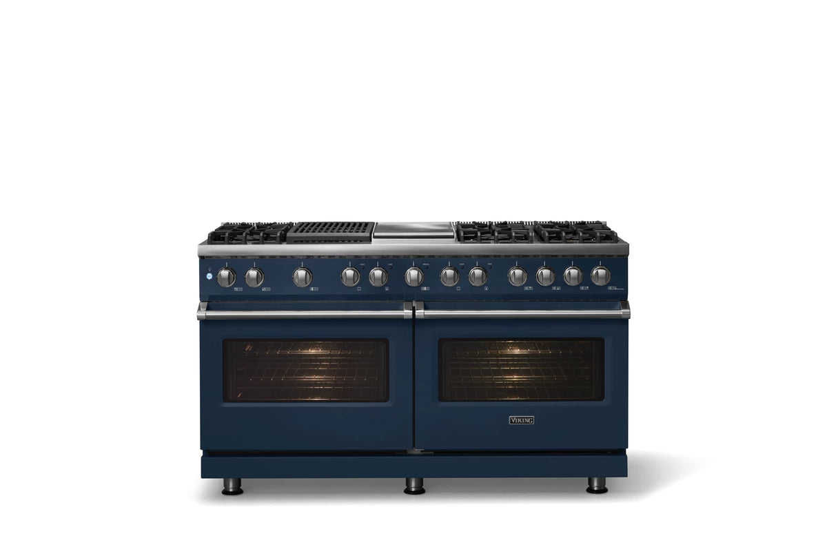Viking - Pro 5 Series 9.4 Cu. Ft. Freestanding Sealed 8 Burner Dual Fuel Convection Range/Griddle/Grill - Slate Blue - Slate Blue