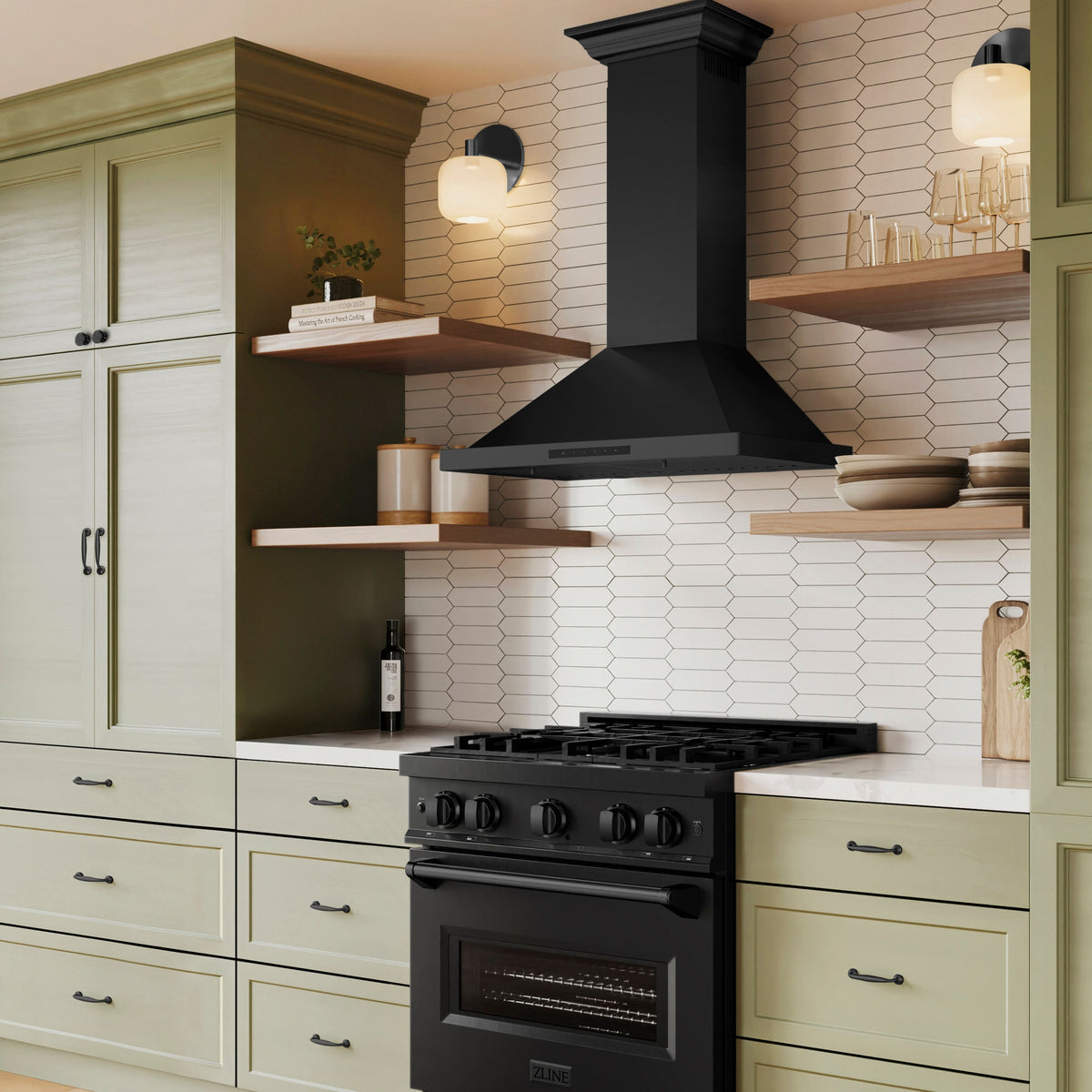 ZLINE - 30 inches - Externally Vented - Wall Range Hood - Black Stainless Steel