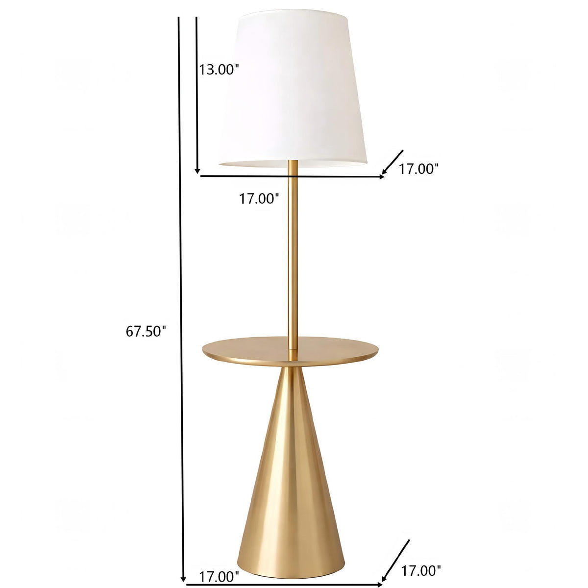 Celestial - Modern Floor Lamp With Accent Table With Large Shade - Gold / White