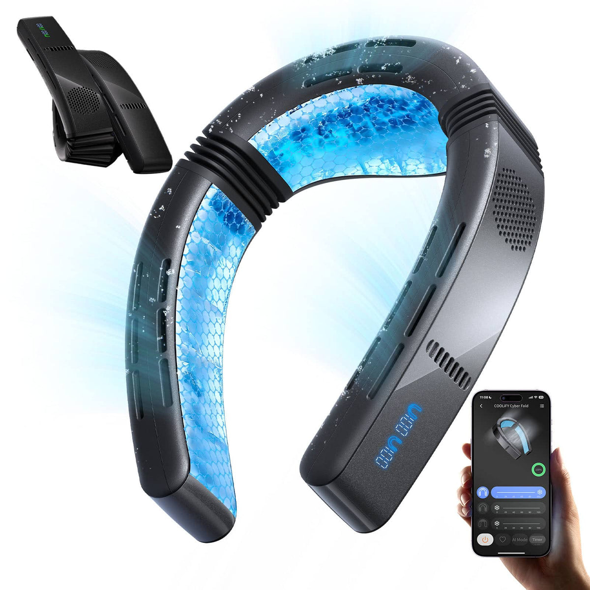 TORRAS - COOLiFY Cyber Fold 2026 Flagship AI Neck Air Conditioner, Ultimate Immersive Cooling Portable Neck Fan - Black