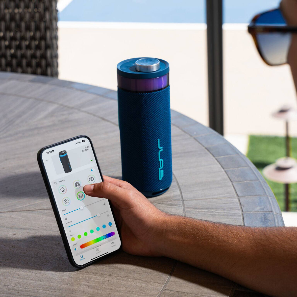 JLab - Go Party Speaker Bluetooth Speaker with RGB Lighting - Navy