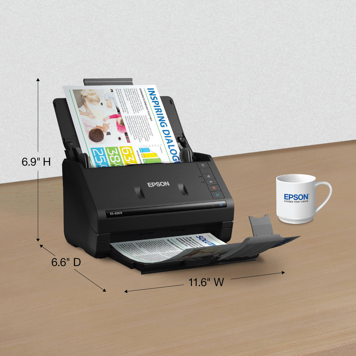 Epson - WorkForce ES-400 II Duplex Desktop Document Scanner - Black