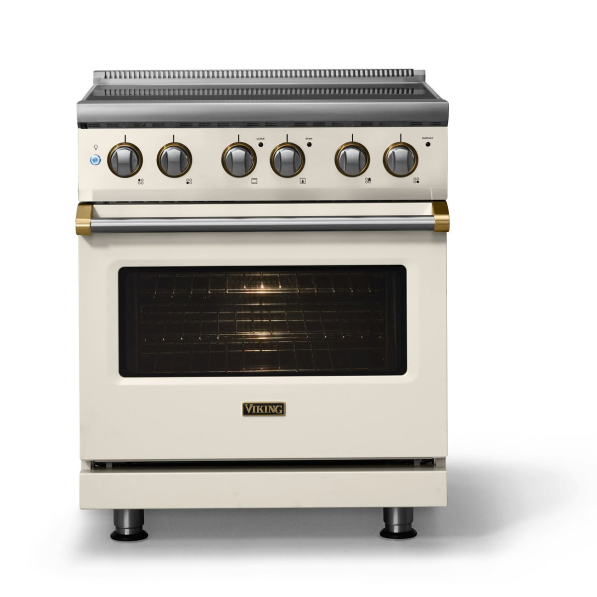 Viking - 30"W. Pro5S 4.7 Cu. Ft. Freestanding 4 Element Electric Convection Range - /Brushed Brass - Pure White