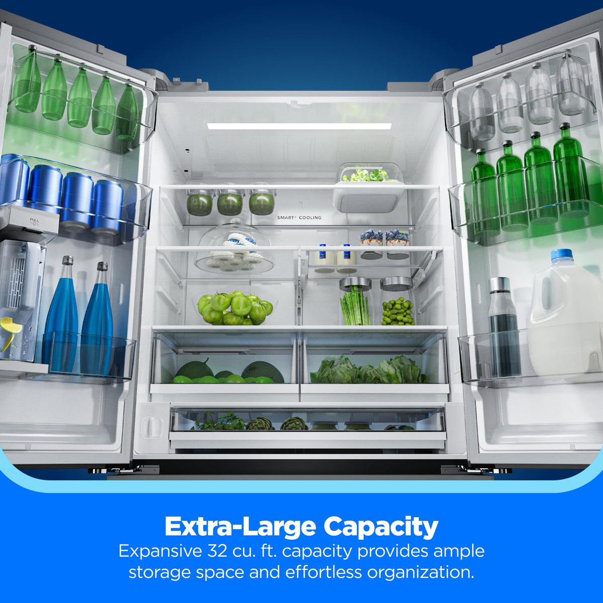 Midea - 32 cu. ft. Standard-Depth PLUS™ French Door Refrigerator + Water2Ways™ + Dual Icemaker + Extra-Large Capacity - Stainless Steel
