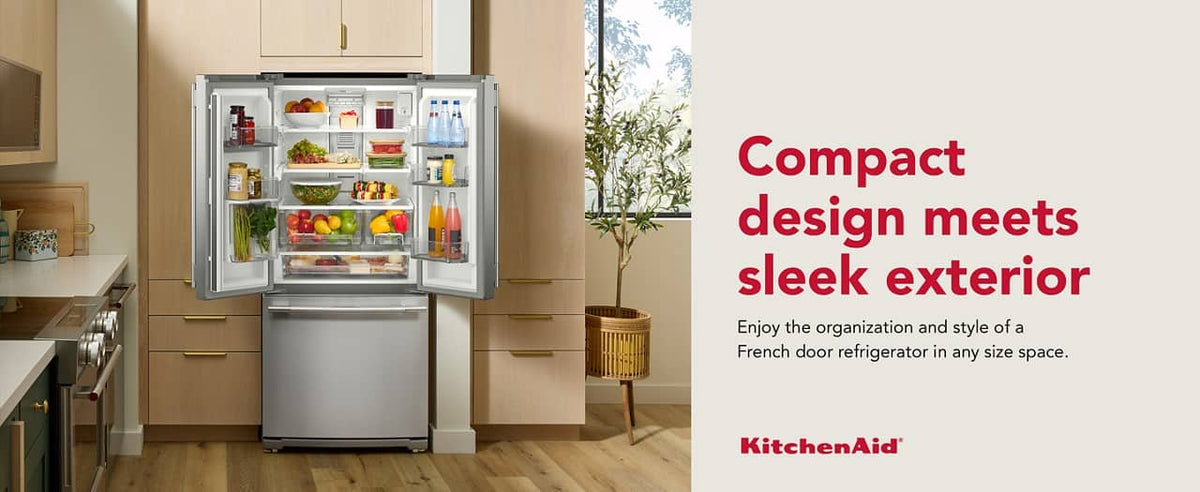 KitchenAid - 30 in. Wide 20 cu. ft. French Door Refrigerator with PrintShield Finish and Interior Dispense - Stainless Steel