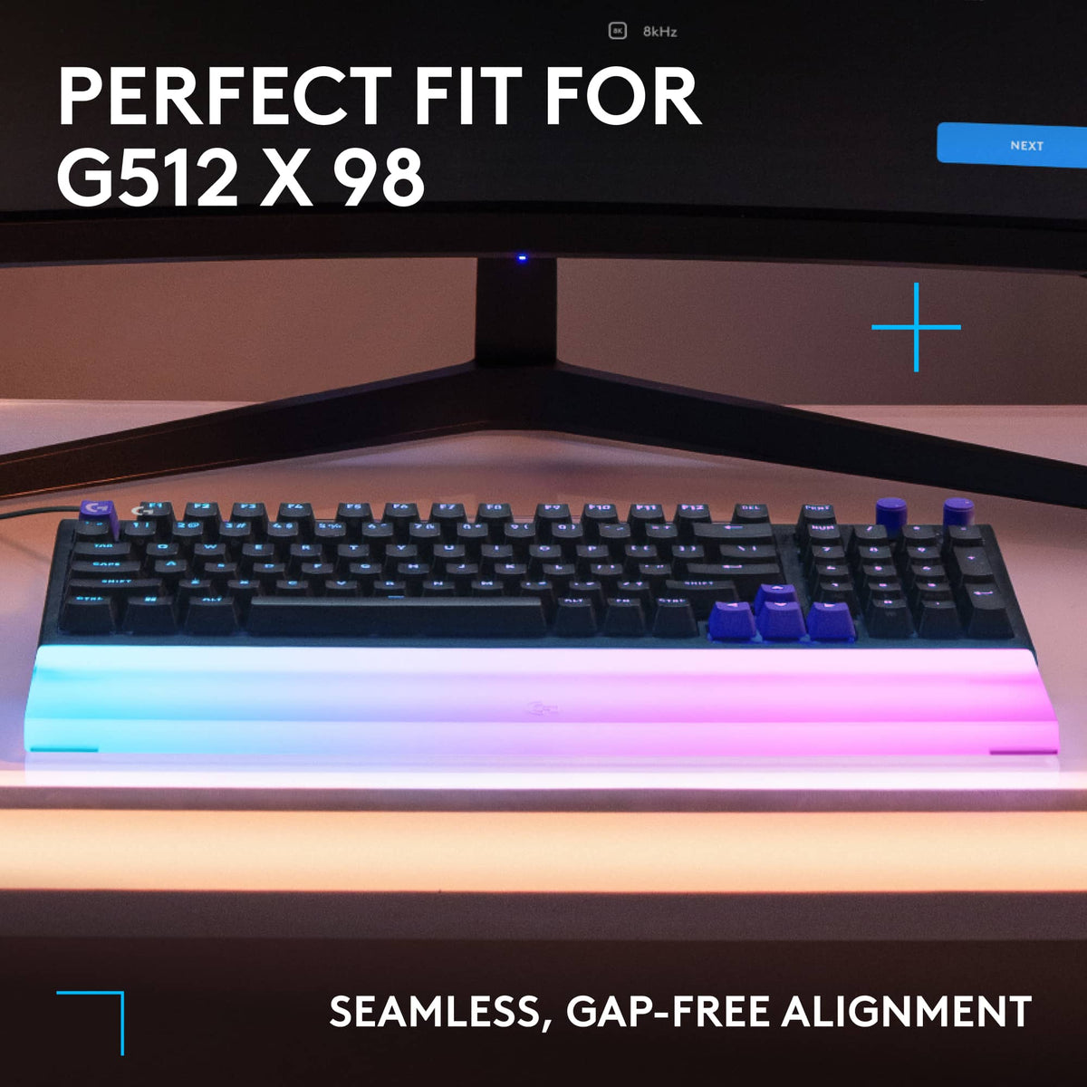 Logitech - G512 X PALM REST 98 LIGHTSYNC RGB Lightbar-Amplifying Acrylic Palm Rest - Transparent