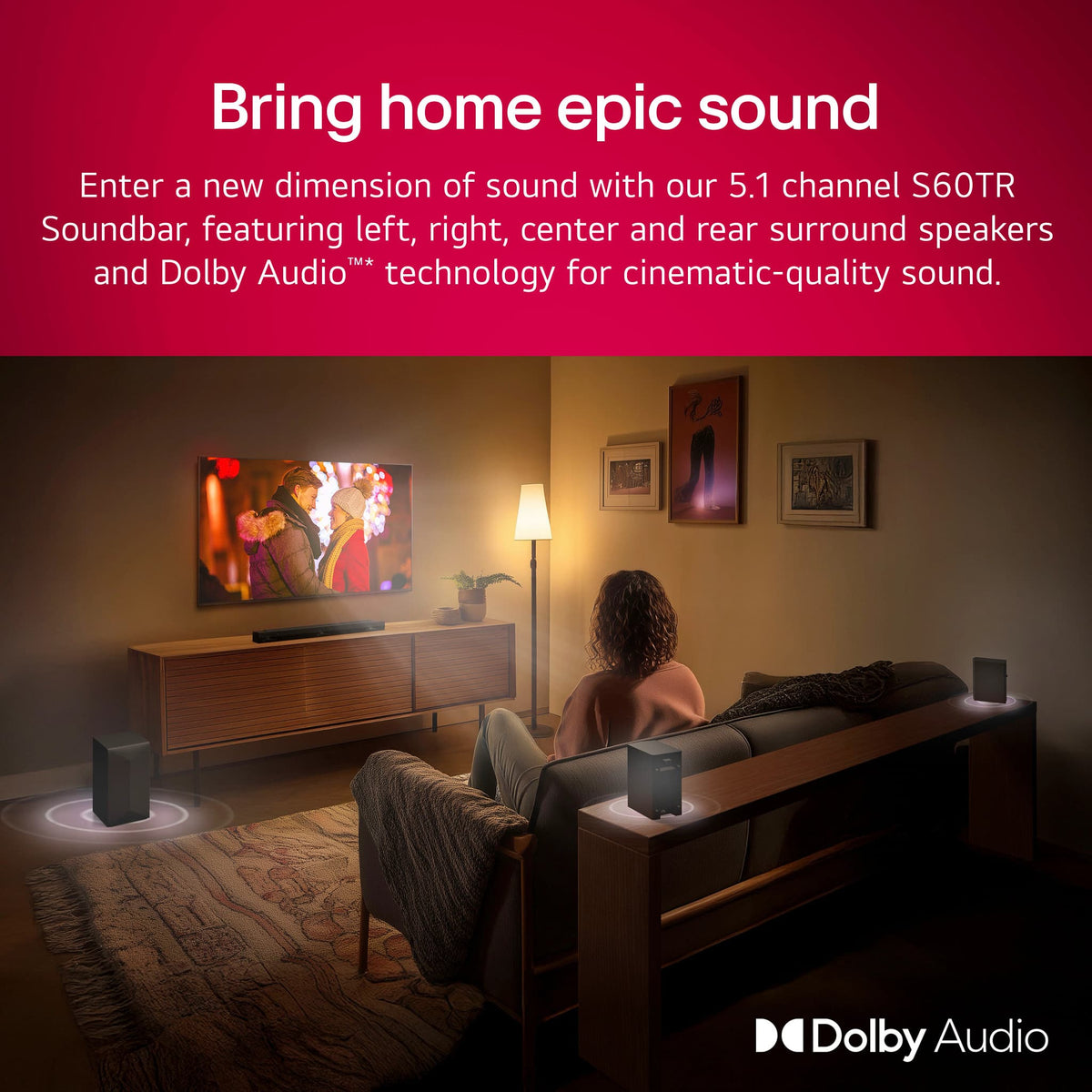 LG - 5.1-Channel S60TR Home Theater Soundbar with Wireless Subwoofer and Rear Speakers, Dolby Audio - Black