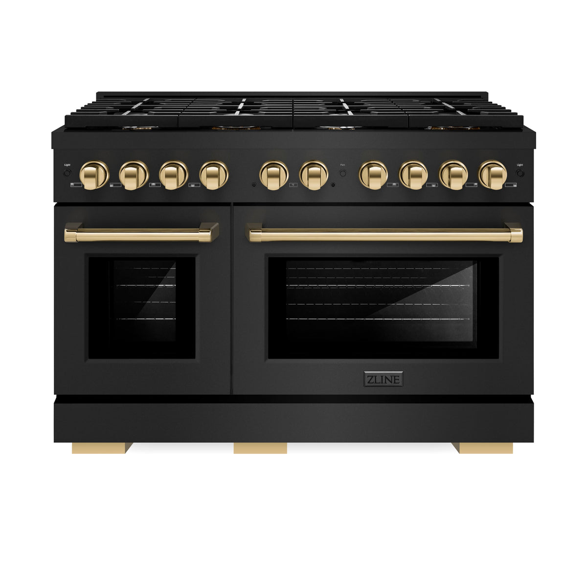 ZLINE - 48 in. Wide 8 Burner Autograph Paramount Black Stainless Gas Range with Gold Accents (SGRBZ-48-G) - Black Stainless Steel