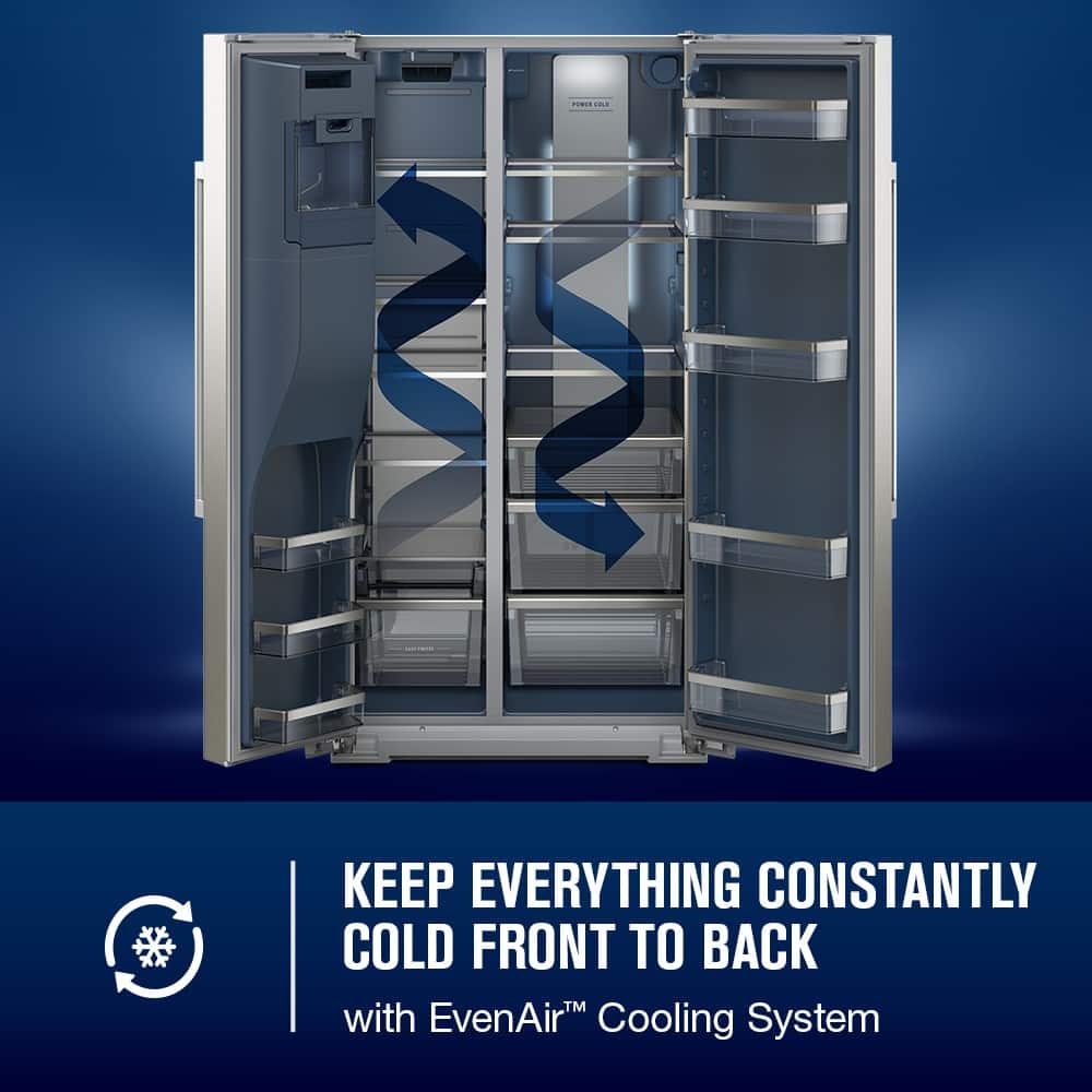 Maytag - 36 in. Wide 29 cu. ft. Side-by-Side Built-in Refrigerator with Arctic Blue Interior - Stainless Steel