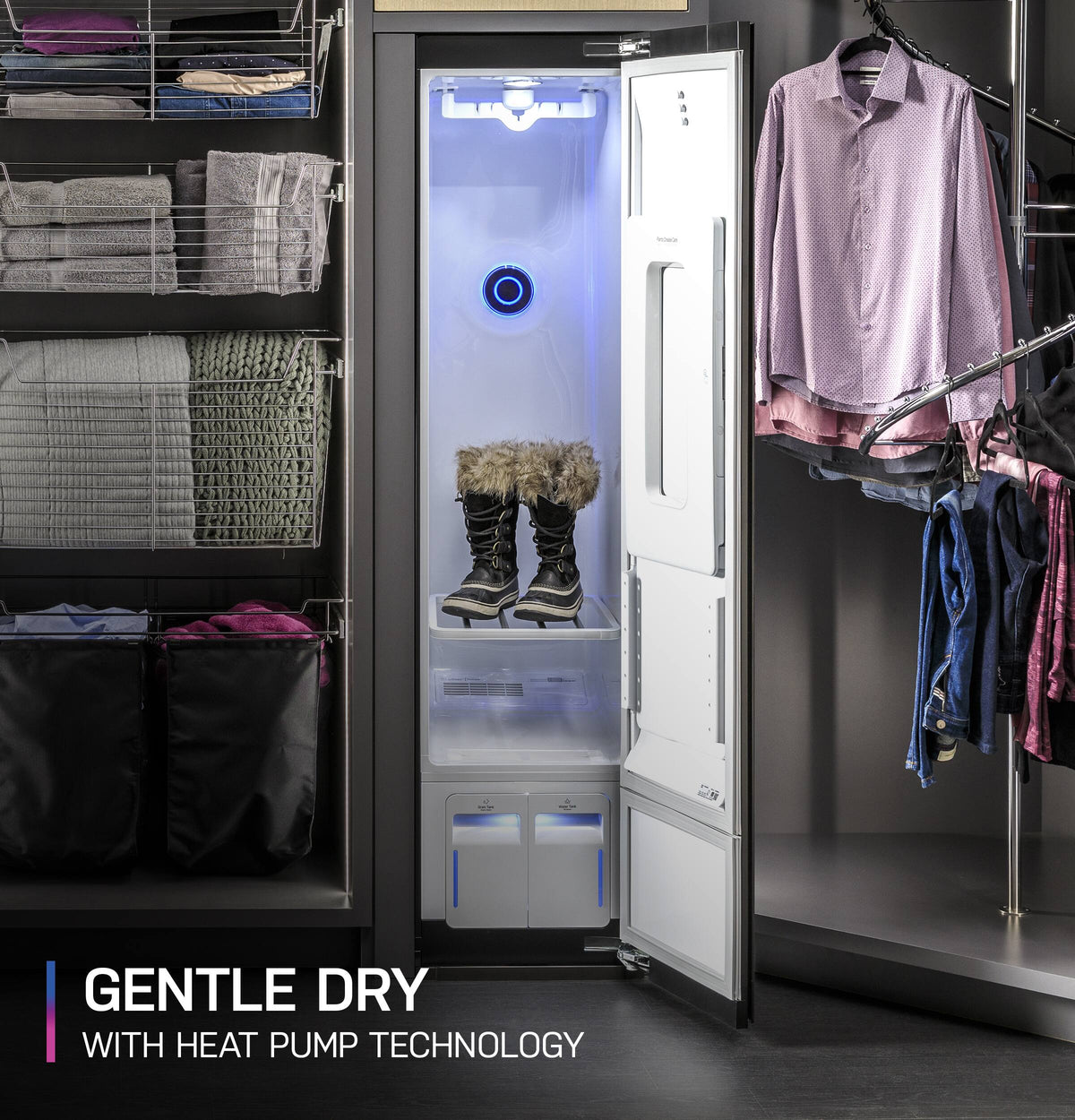 GE Profile - Steam Closet with Fabric Refresh - Mirrored Carbon