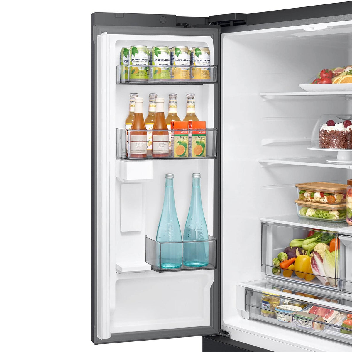 Samsung - 36 in. Wide Bespoke AI 30 cu. ft. 3-Door French Door Refrigerator with Zero Clearance Fit & In-Door Tall Water Dispenser - Matte Black Steel