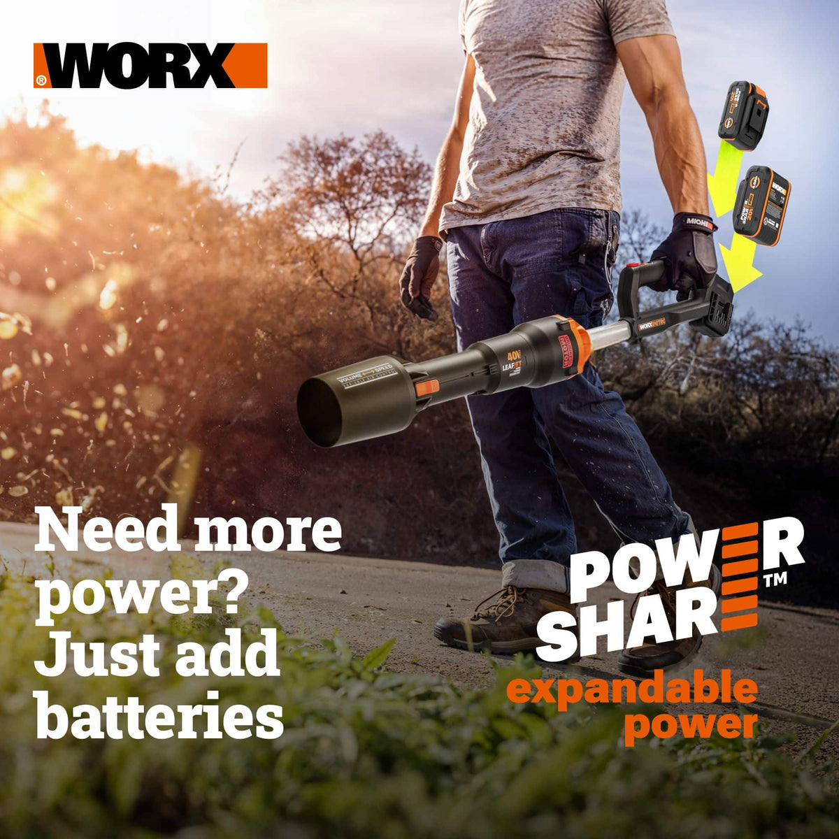 WORX - WG930.2 20V Trimmer & Blower Kit - Black