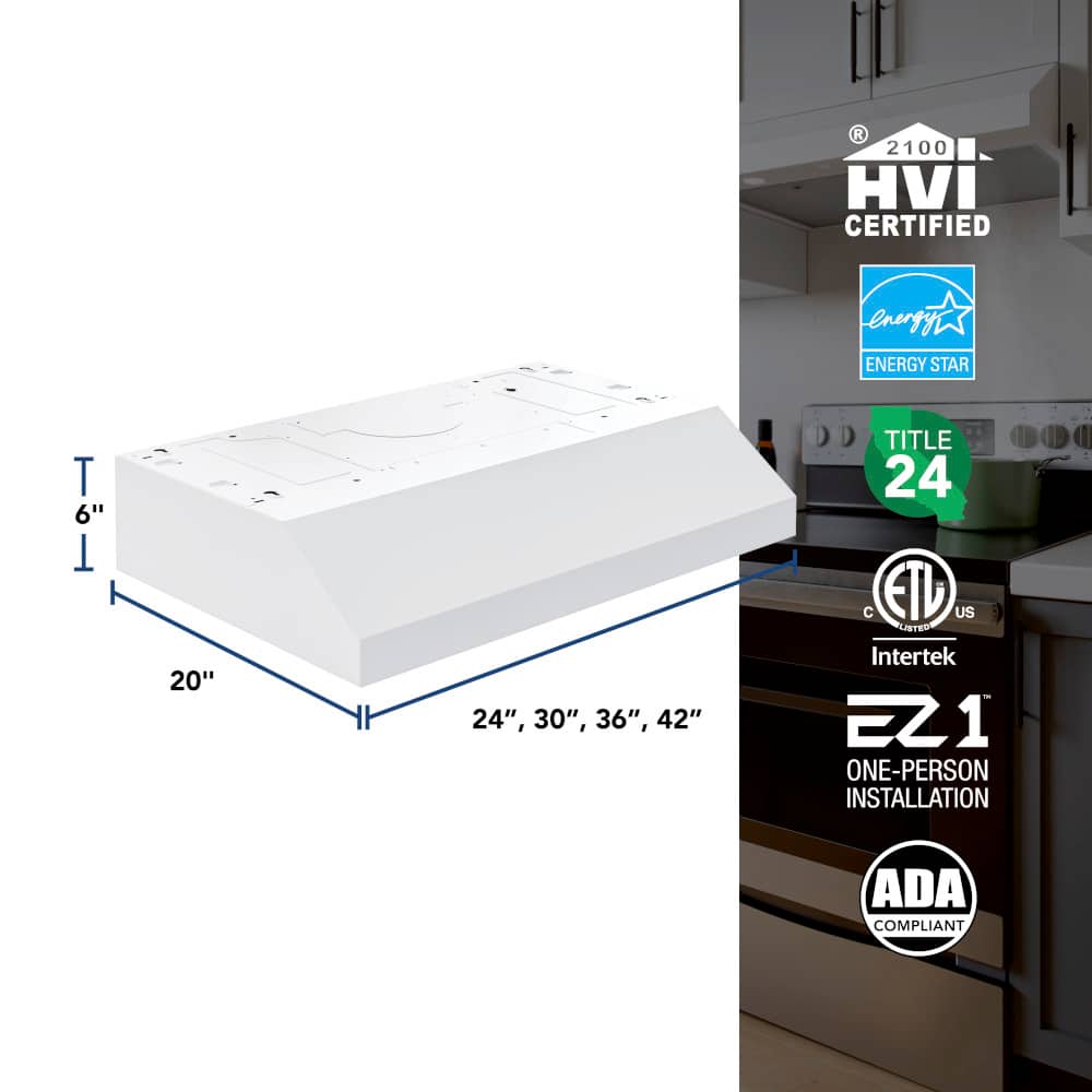 Broan - 24 inches - Convertible - Under cabinet Range Hood - White