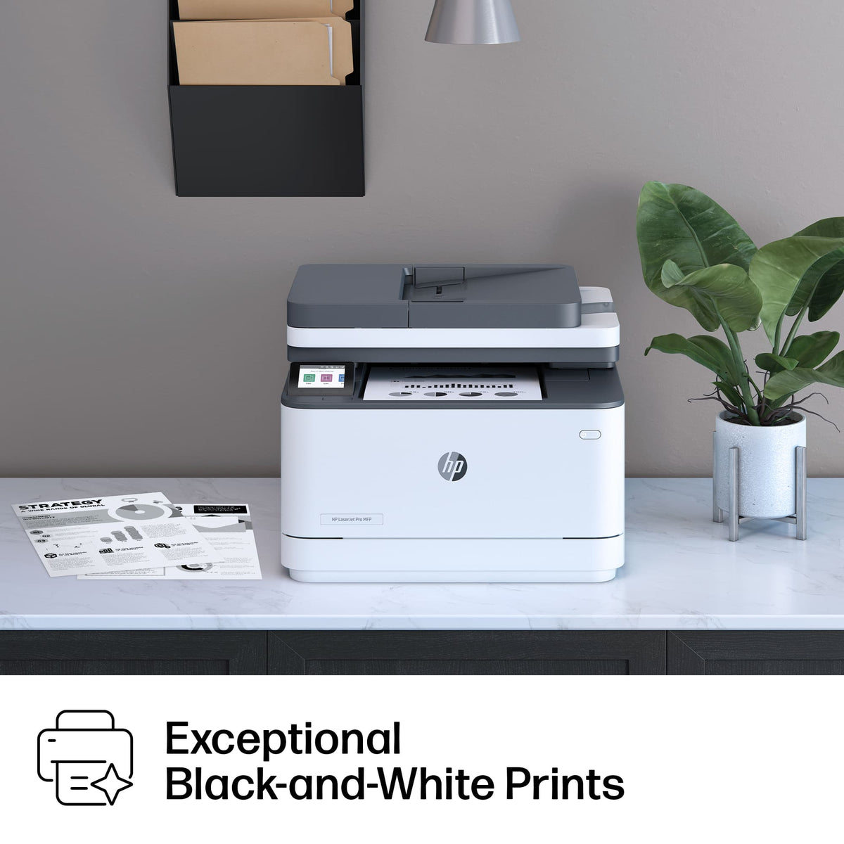 HP - LaserJet Pro MFP 3101sdw Wireless AI-Enabled Black-and-White All-in-One Laser Printer - White