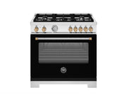 Bertazzoni - 36" Master Series Dual Fuel Range - Nero Matt/Gold - Black