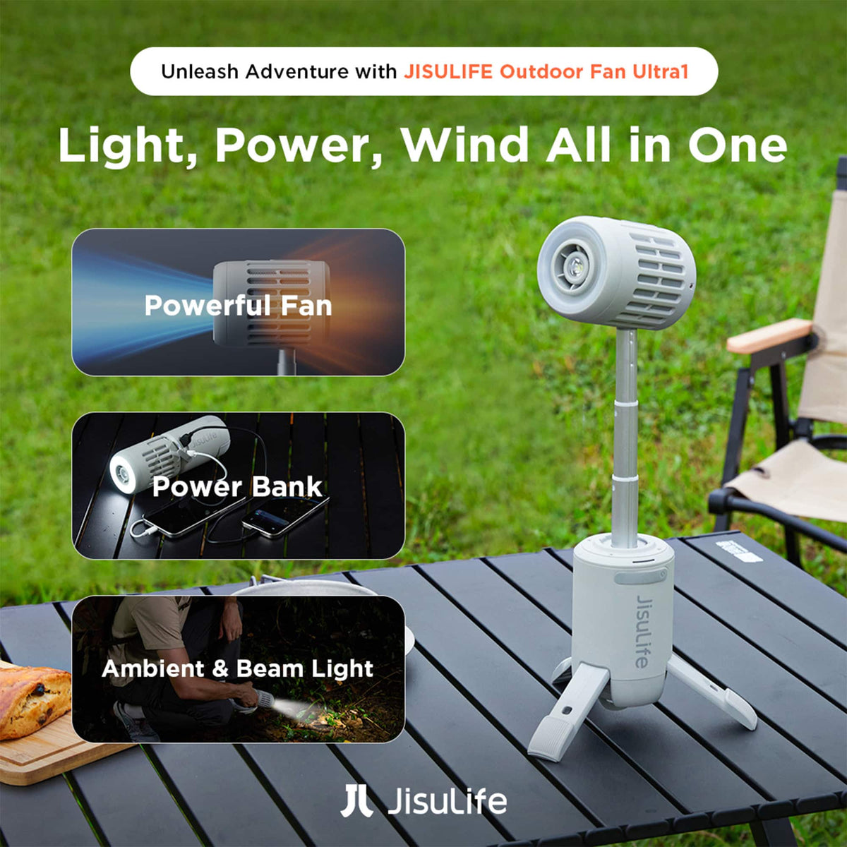 Jisulife - Outdoor Fan Ultra1 - Gray