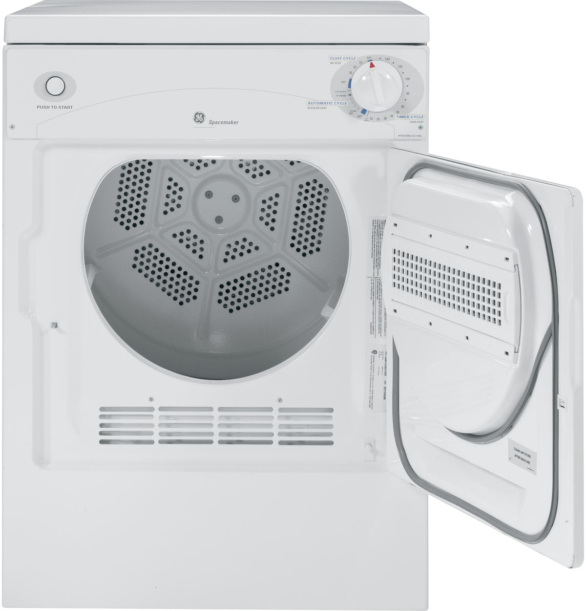 GE - 3.6 Cu. Ft. Stackable Electric Dryer with Portable - White