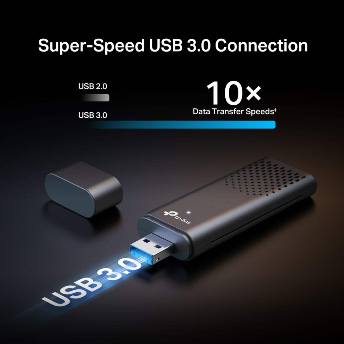 TP-Link - Archer TBE6500U Tri-Band BE6500 6.5 Gbps Wi-Fi 7 Wireless Ultra-Fast USB 3.0 Adapter with Advanced WPA3 Security - Gray
