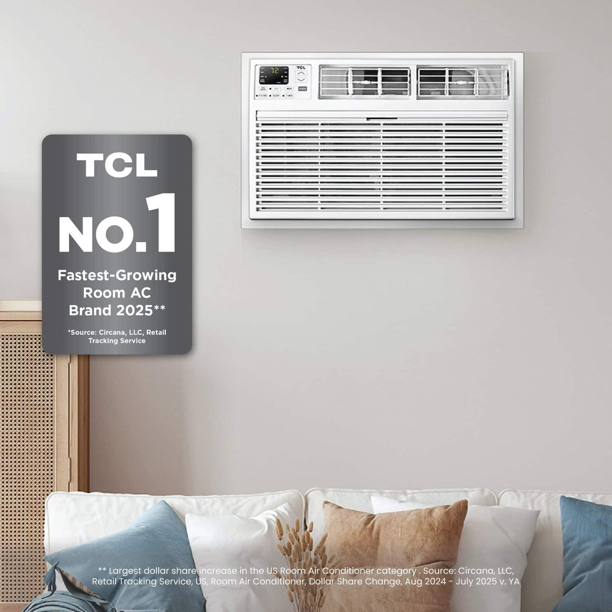 TCL - 450 Sq. Ft. 10,000 BTU Smart Through-the-Wall Air Conditioner with Wi-Fi and Remote - White