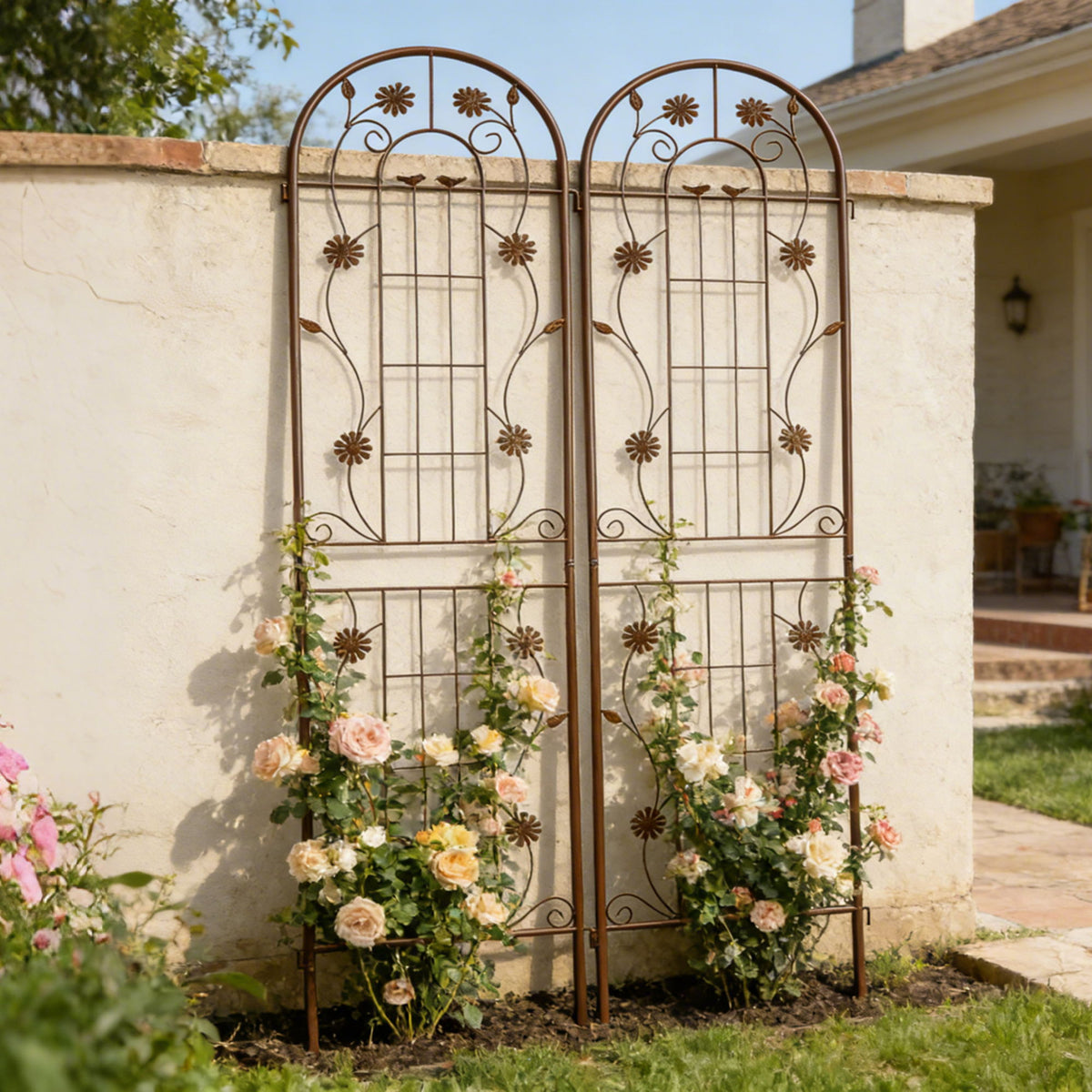 Enrejado de metal para jardín, enrejado inoxidable para plantas trepadoras, soporte para flores de exterior