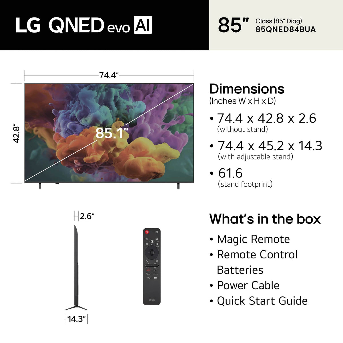 LG - 85" Class 84B Series QNED evo AI Mini LED 4K Smart webOS TV (2026)