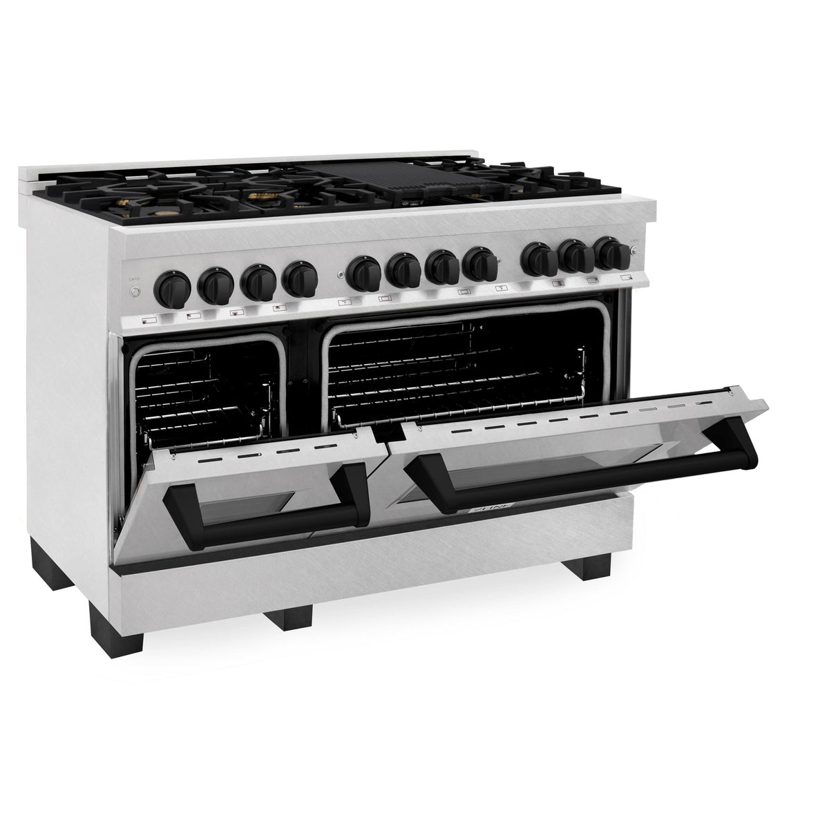 48 in. Wide 8 Burner ZLINE Autograph Legacy Dual Fuel Range in Satin Steel & Black Accents (RASZ-SN-48-MB) - Satin Stainless Steel