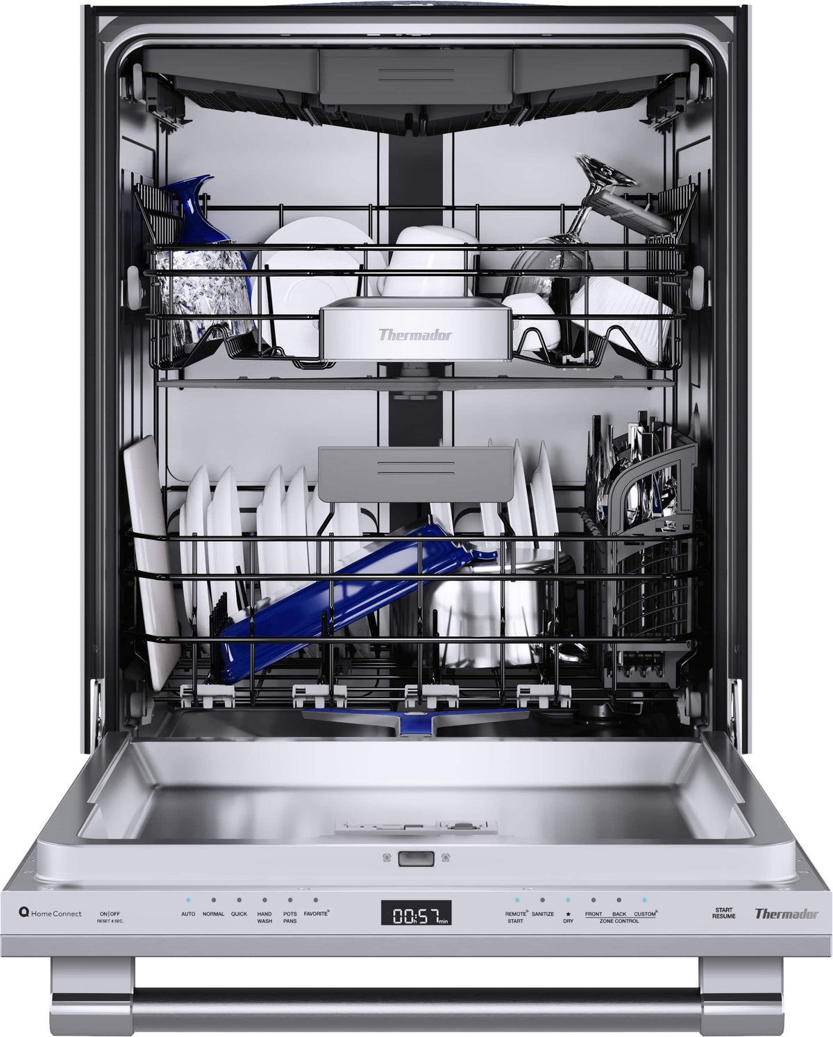 Thermador - Sapphire 24" Top Control Smart Built-In Stainless Steel Tub Dishwasher with 3rd Rack and Professional Handle, 44 dBA - Stainless Steel