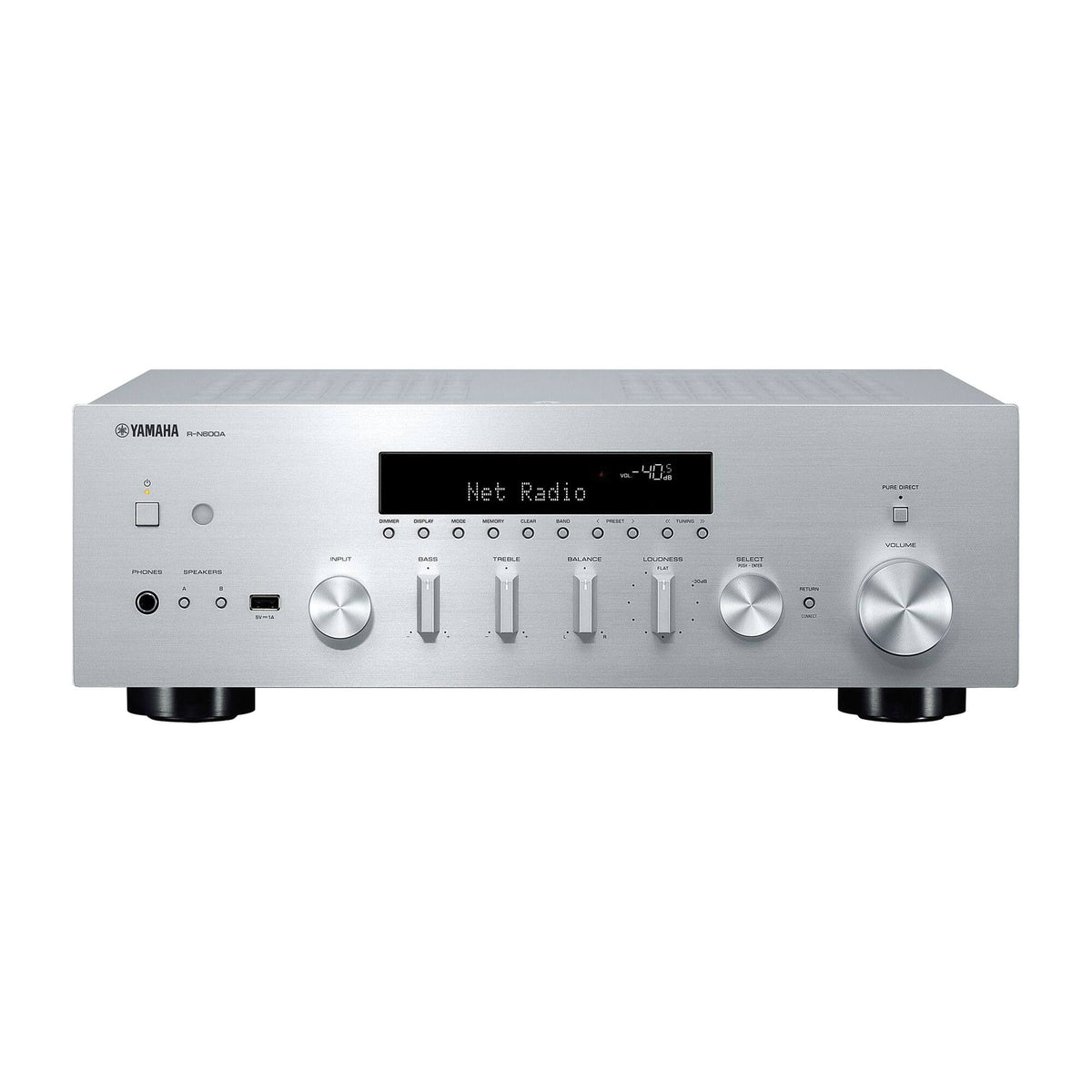 Yamaha - R-N600ASL Bluetooth 120-Watt 2.0-Channel Network Stereo Receiver with Remote - Silver