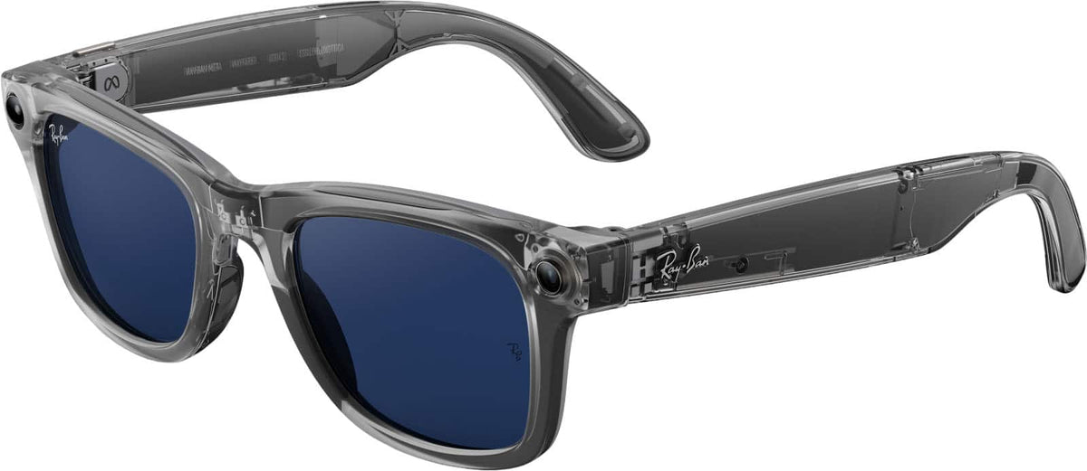 Ray-Ban Meta - Wayfarer (Gen 2) glasses with Meta AI, Audio, Photo, Video Compatibility - Transitions Sapphire Lenses - Shiny Transparent Grey
